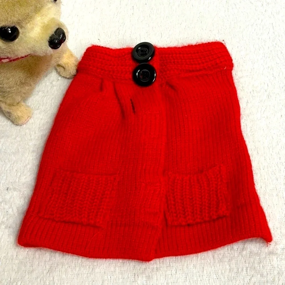 Cozy Red Knit Dog Sweater
